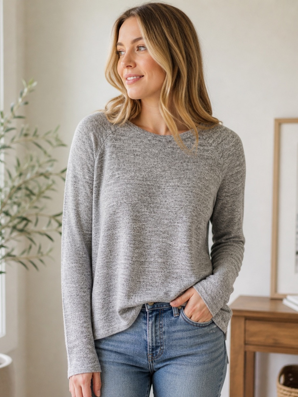 Rag & Bone Jeans Heather Gray Long Sleeve Tee Size Large